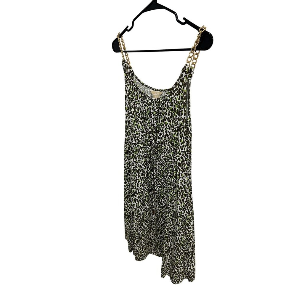 MICHAEL Michael Kors Sleeveless Chain Strap Mini Dress Sz Medium Multi Leopard